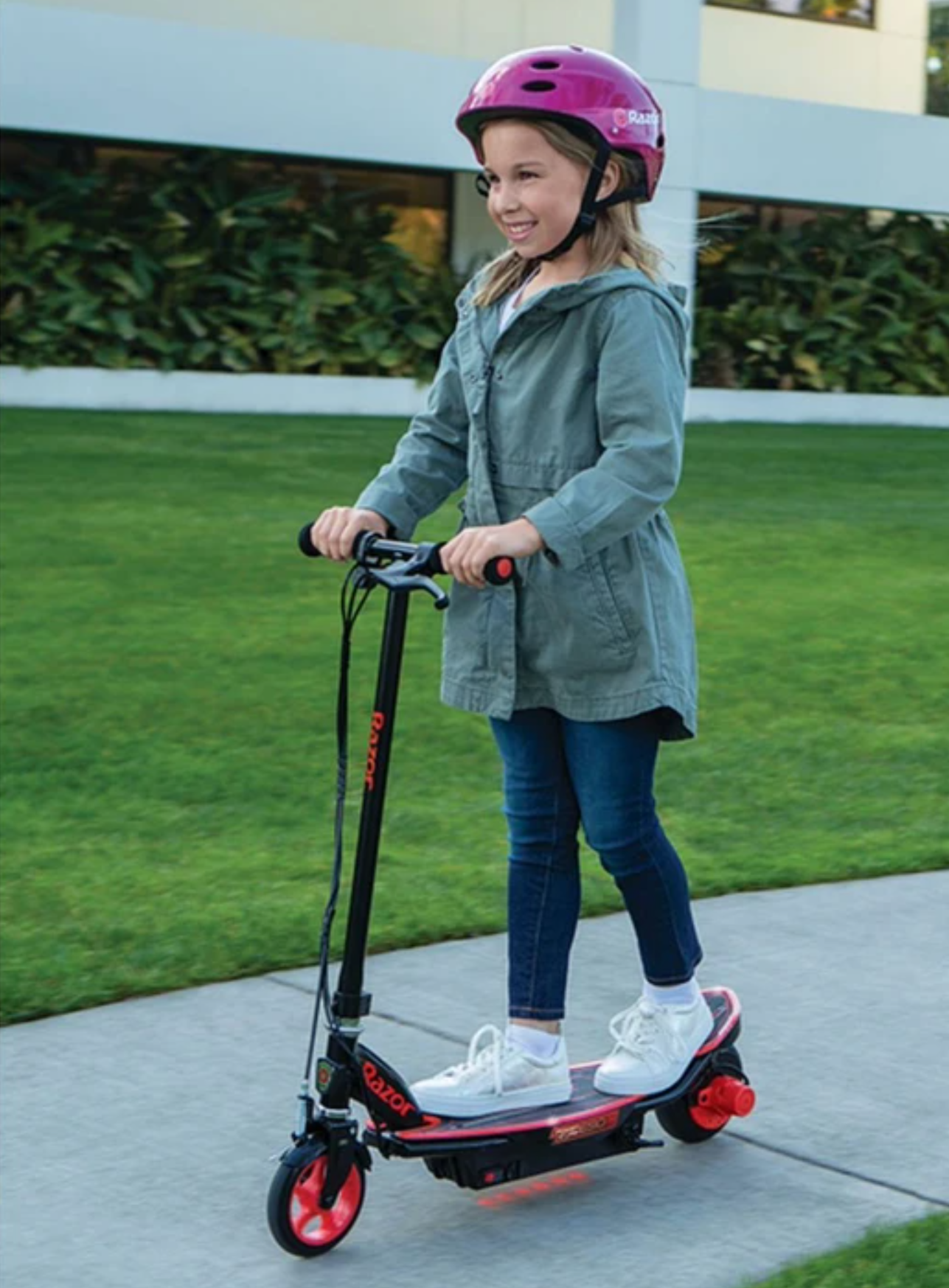 10-Year old girl riding the Glow e-scooter